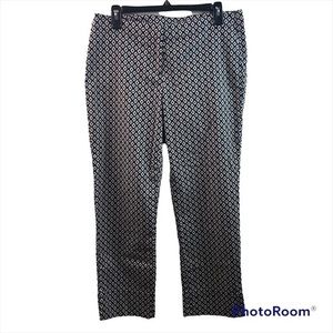 CAbi 877 Cropped Women's size 6 Black Off-White Geometric Pants
